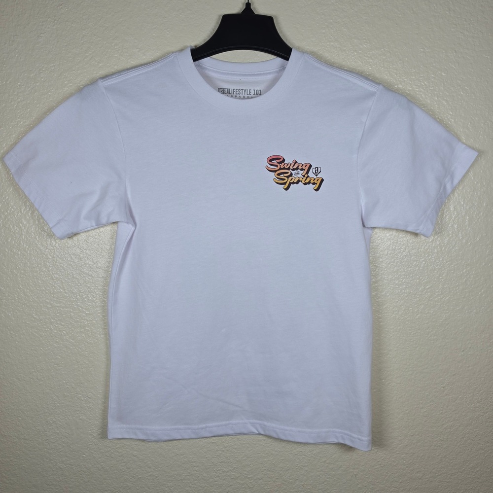 Baseball Lifestyle 101 Kids White Swing Into Spring Graphic Tee Shirt Youth M